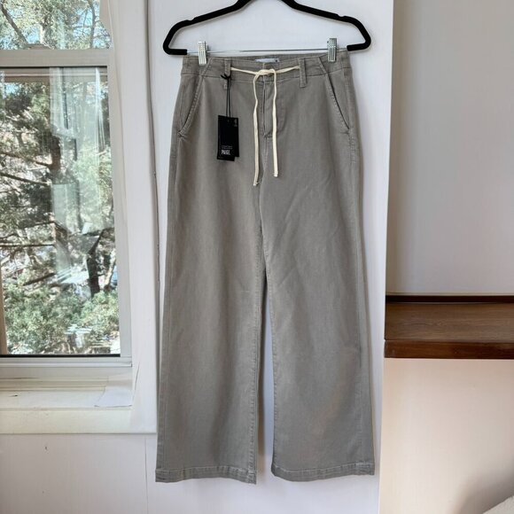 NWT Paige Carly Pant High Rise Crop Wide Leg Jean Drawstring Trousers Moss 26 - Picture 4 of 12
